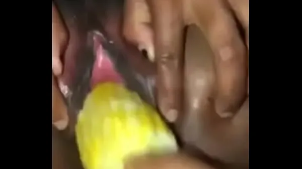Big ebony girl gets her pussy stretch with a corn fresh Movies