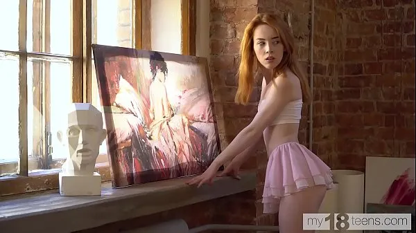Big Cute redhead Lottie Magne fingering her pussy in the art place fresh Movies