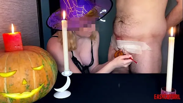 Big Slutty witch leads a drawing lesson and turns slave balls into a pumpkin AnnyCandy Painboy fresh Movies