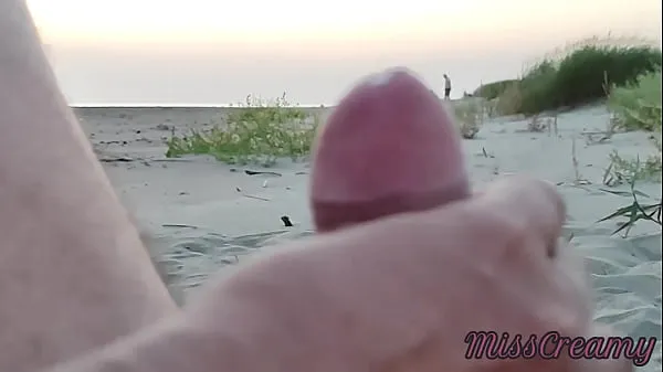 Store Exhibitionist Outdoor Amateur Teacher Touches Big Cock on Beach public with cumshot front people around nye film